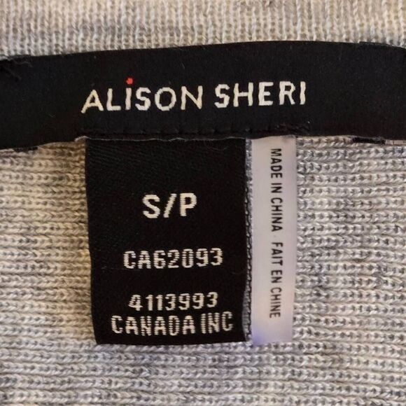 Alison Sheri Womens Poncho Style Gray Black Metallic Color Block Pullover Sweate - Picture 6 of 12